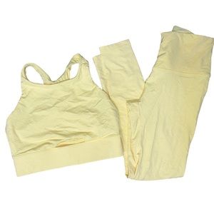 Calia by Carrie Underwood Workout Set S Sports Bra & S Leggings Yellow Floral